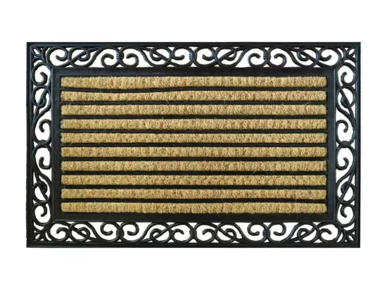 Tapis en caoutchouc et coco natural marron 75x45x1