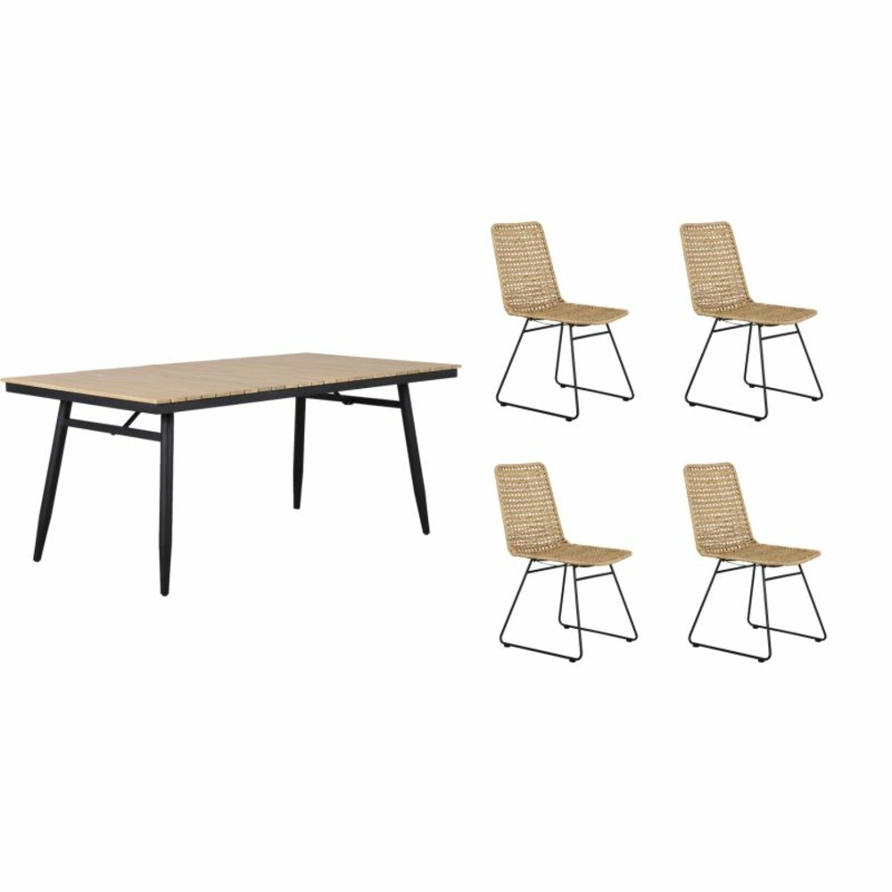 Ensemble table alba en bois d'acacia fsc et 4 chaises de jardin