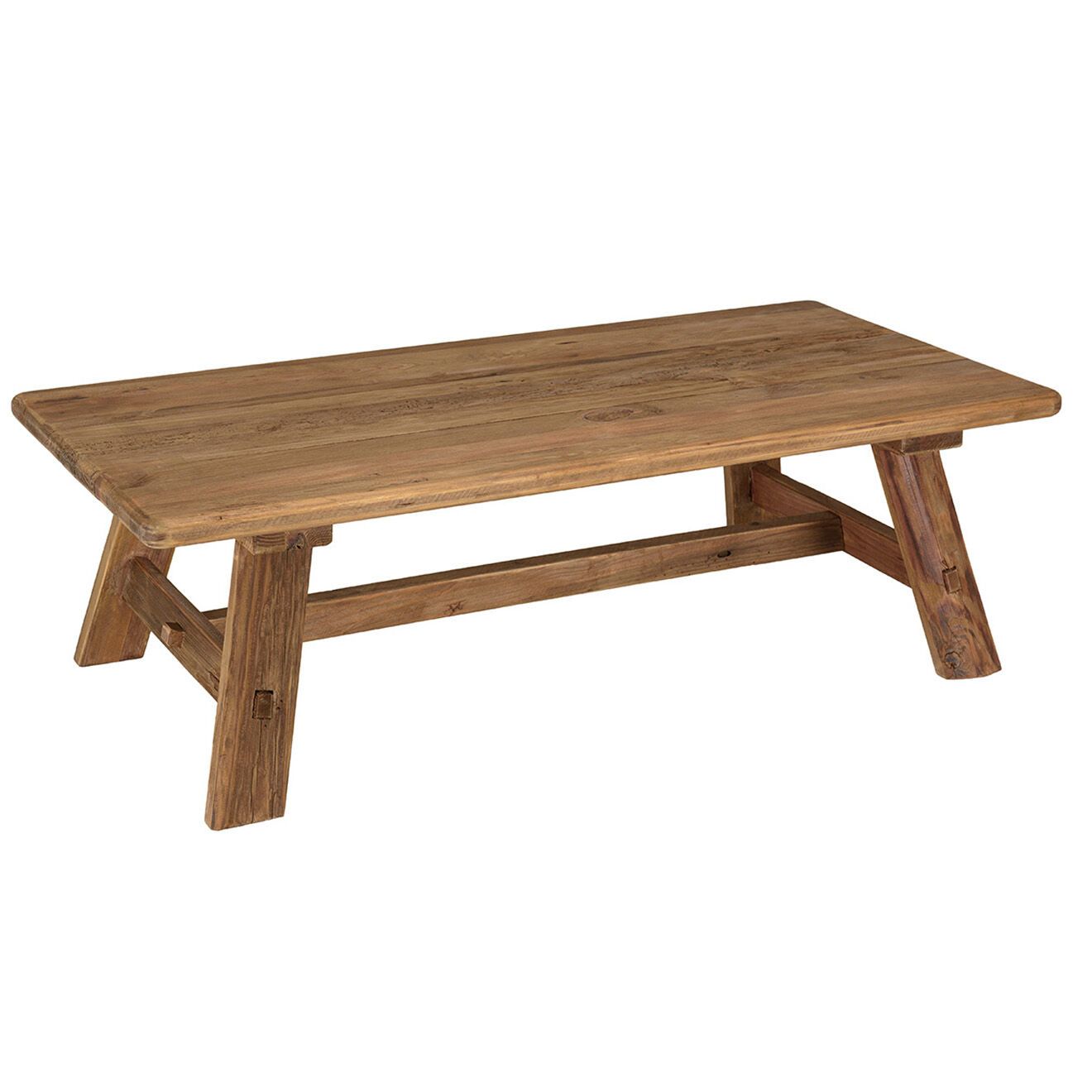 Macabane Table basse rectangulaire bois Pin recyclé Andrian marron - 140x70 cm