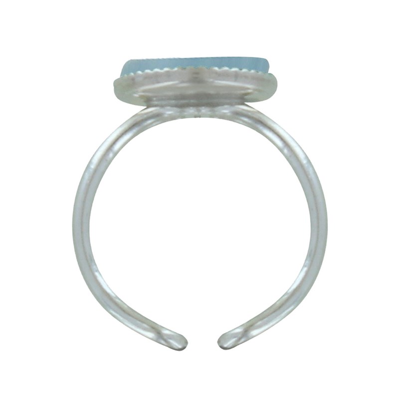 Bague Argent Rond Dentelé d'Aigue Marine