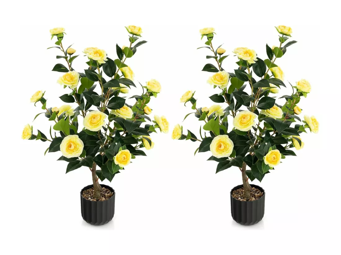 Plante artificielle à fausses fleurs de 95 cm,décoration de magasin bureau maison (jaune)