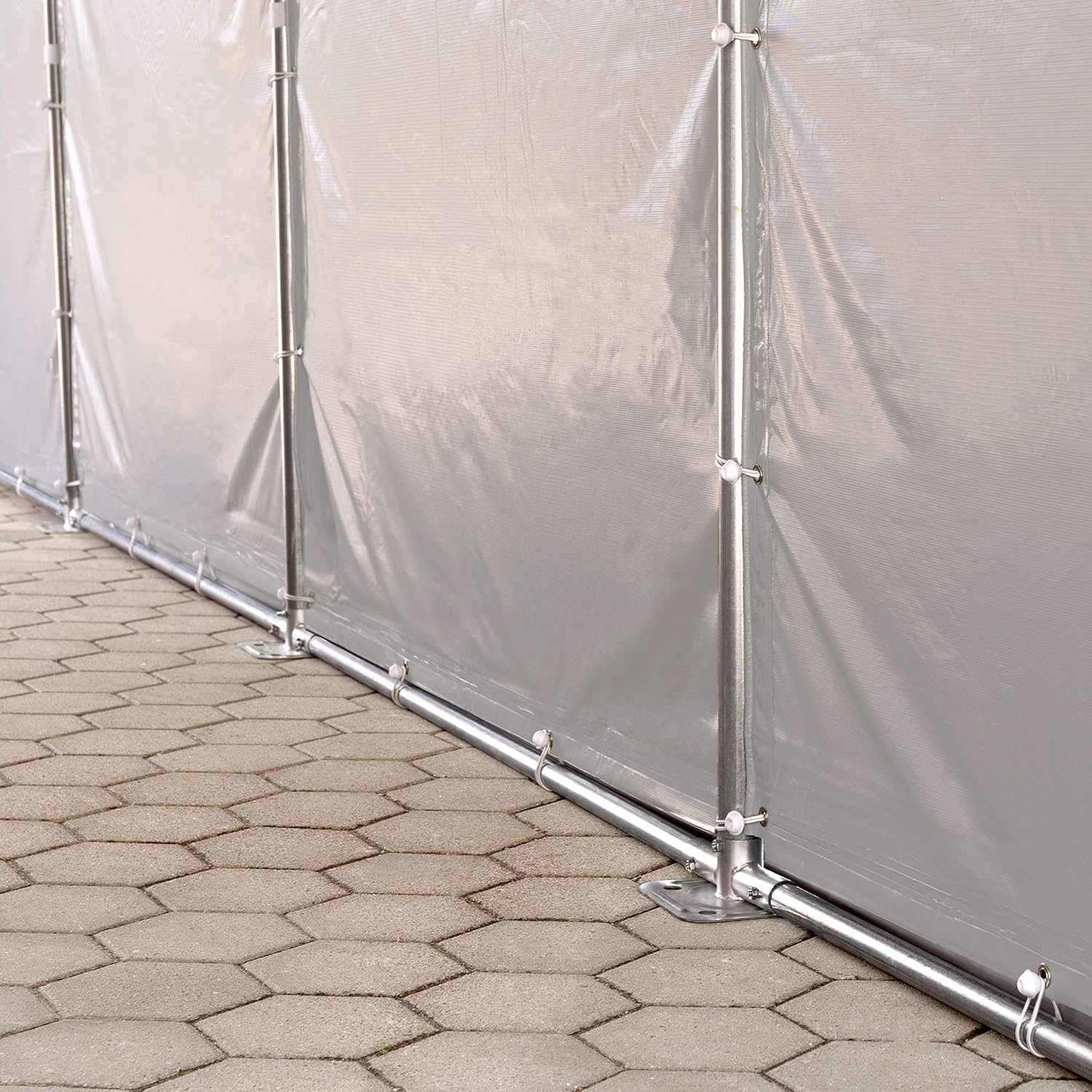 TOOLPORT Lagerzelt Industriezelt 6x12 m Zelthalle mit 3m Seitenhöhe PVC Plane 850 N grau wasserdicht Ganzjahreszelt mit Reißverschlusstor