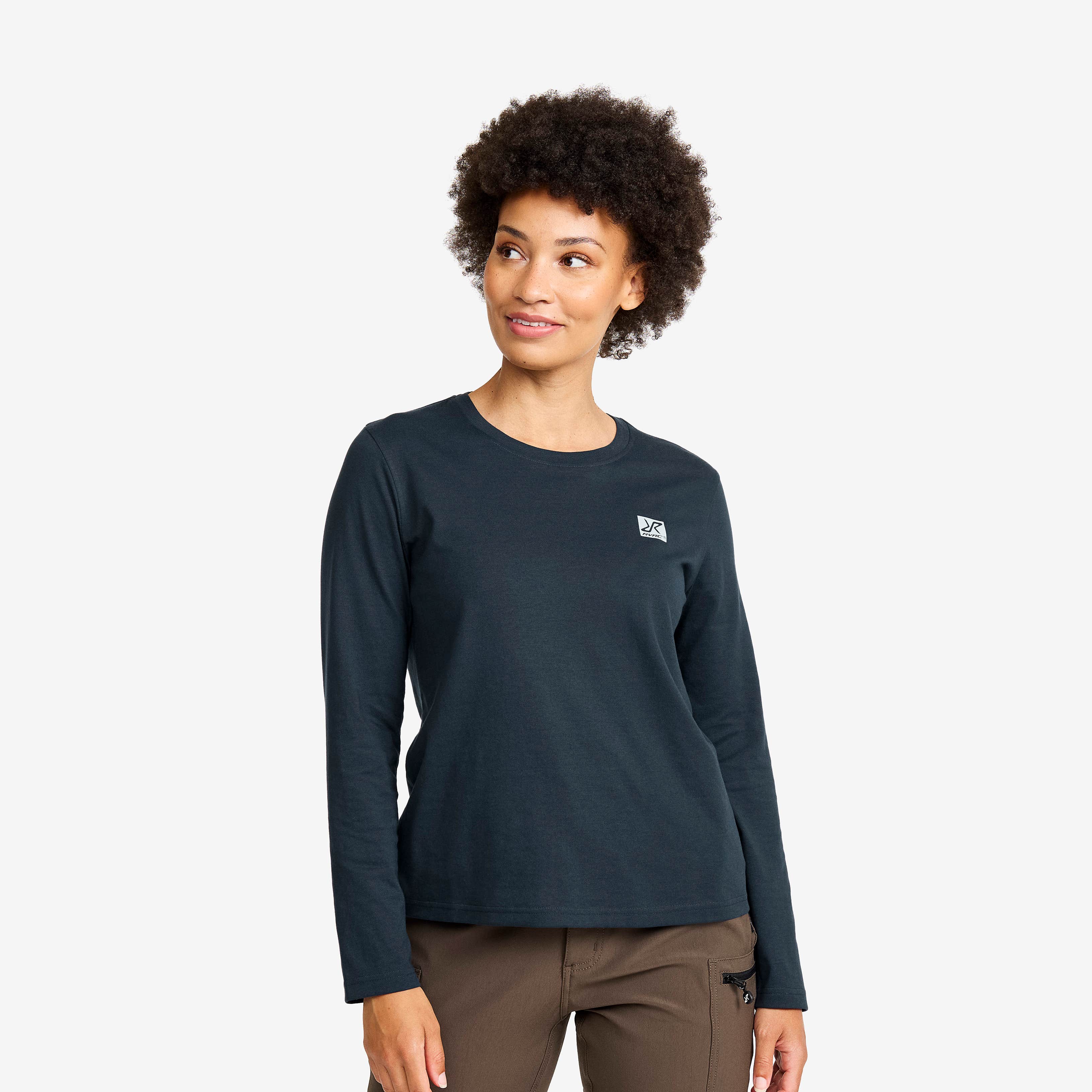 Easy Graphic Landscape Lines Long-sleeved T-shirt Dame Blueberry