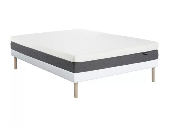 Ensemble 160 x 200 cm sommier tapissier + matelas mousse HD 7 zones et accueil mémoire de forme déhoussable ép.20cm - KELIH de YSMÉE