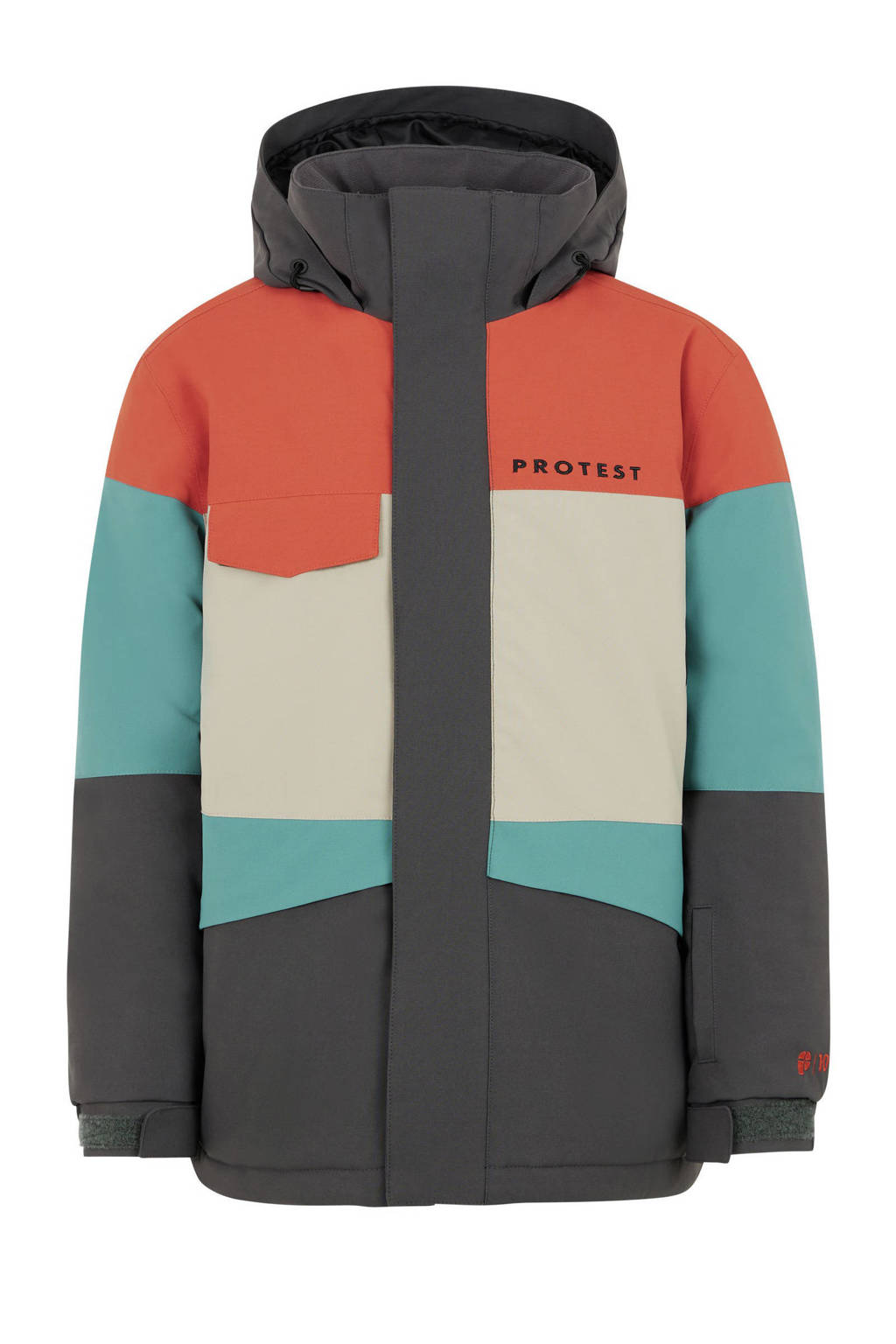 Protest ski-jack PRTPECKER JR antraciet/oranje/turquoise