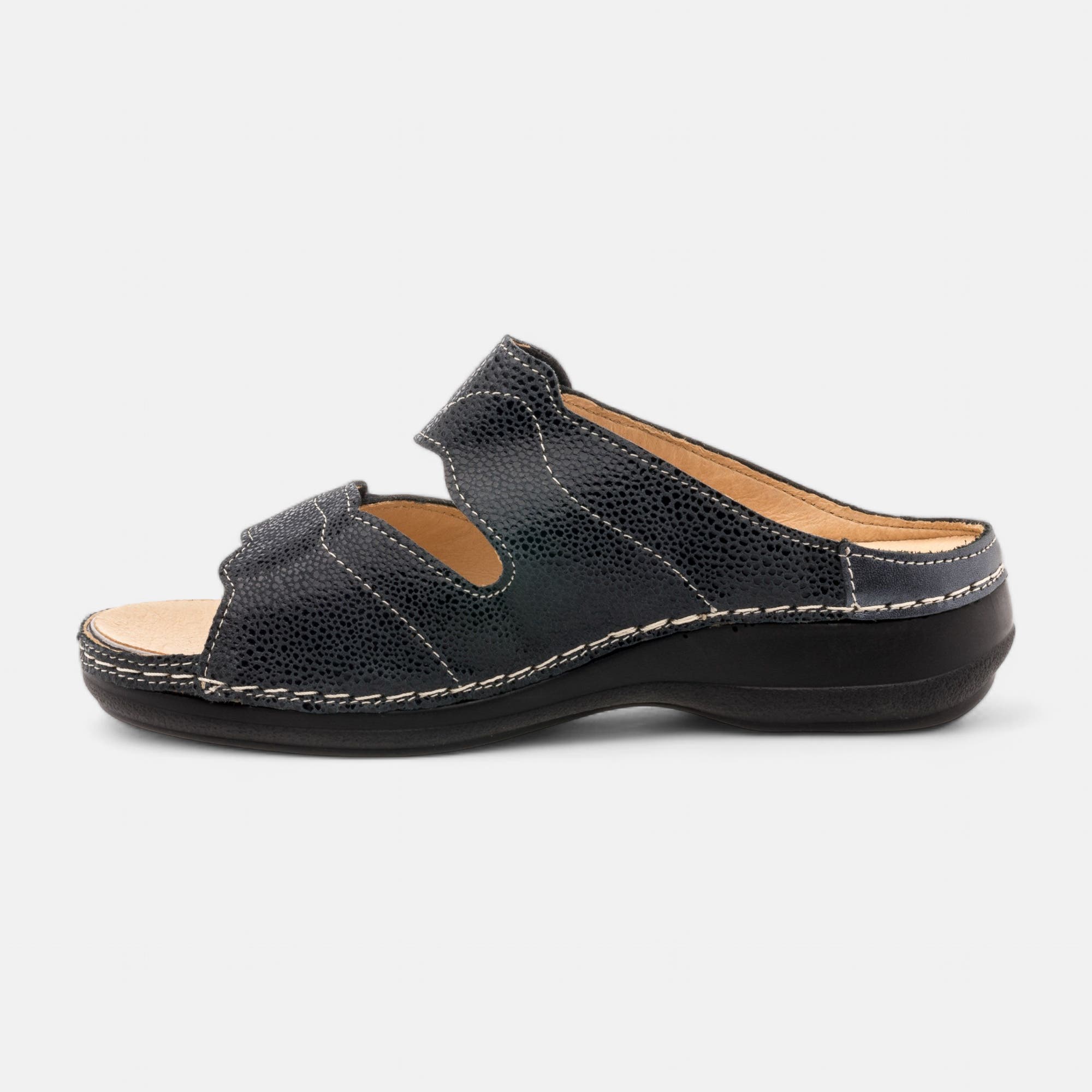 Nu-pieds confort Femme en cuir bleu