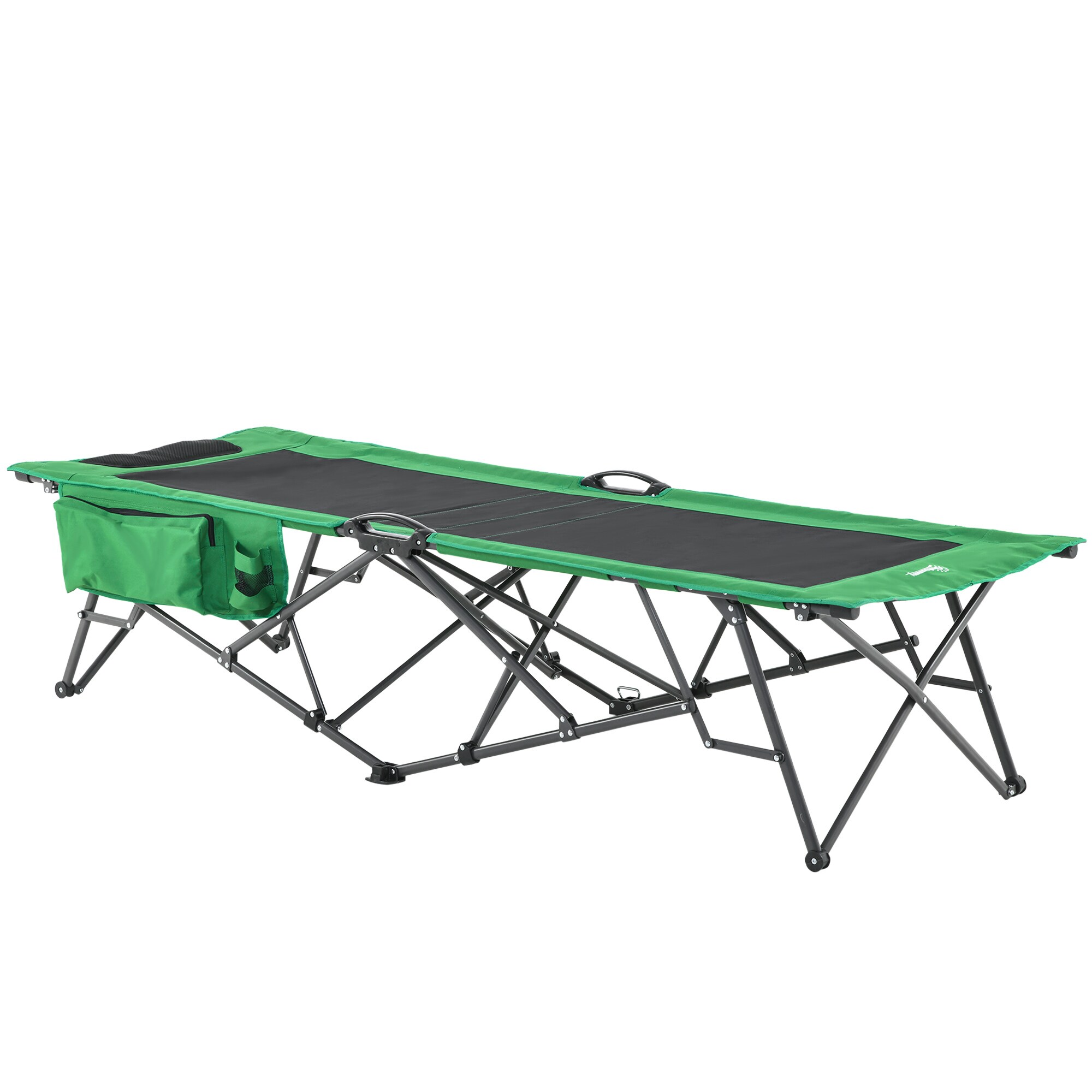 Outsunny Campingbett mit seitlicher Tasche grün, schwarz 200 x 73 x49 cm (LxBxH)