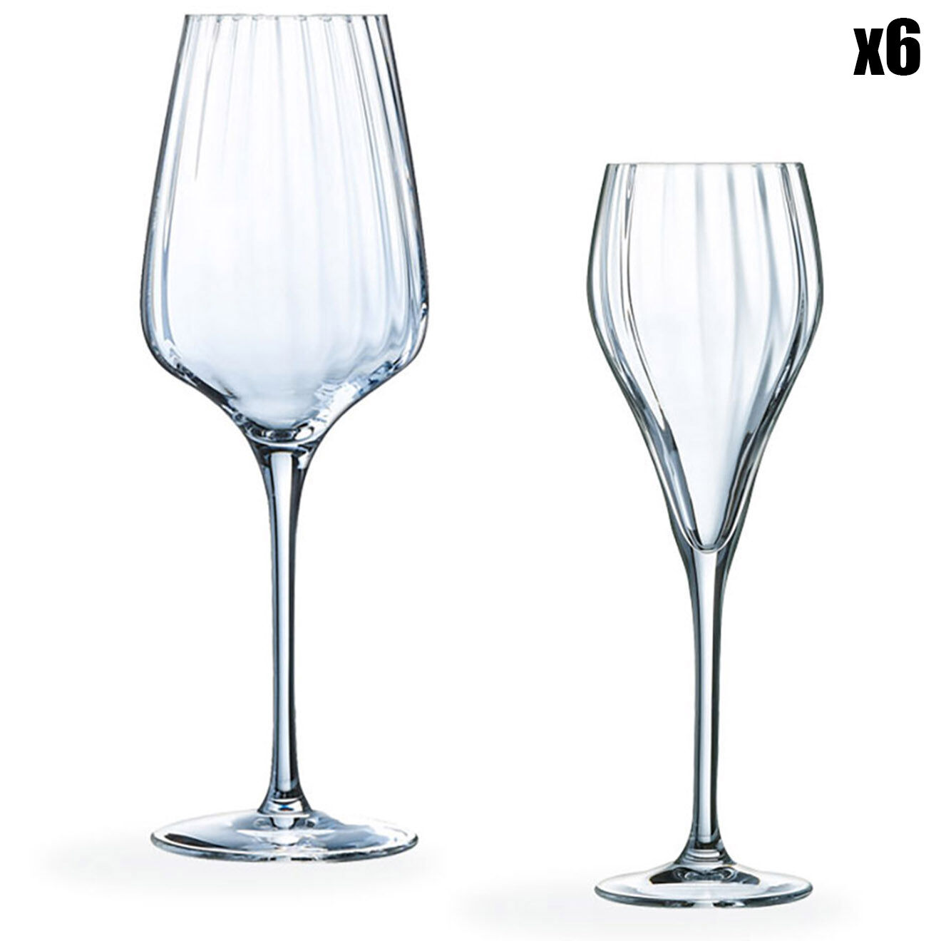 Chef & Sommelier Ensemble 6 Flûtes à Champagne + 6 Verres à pied Symétrie transparents