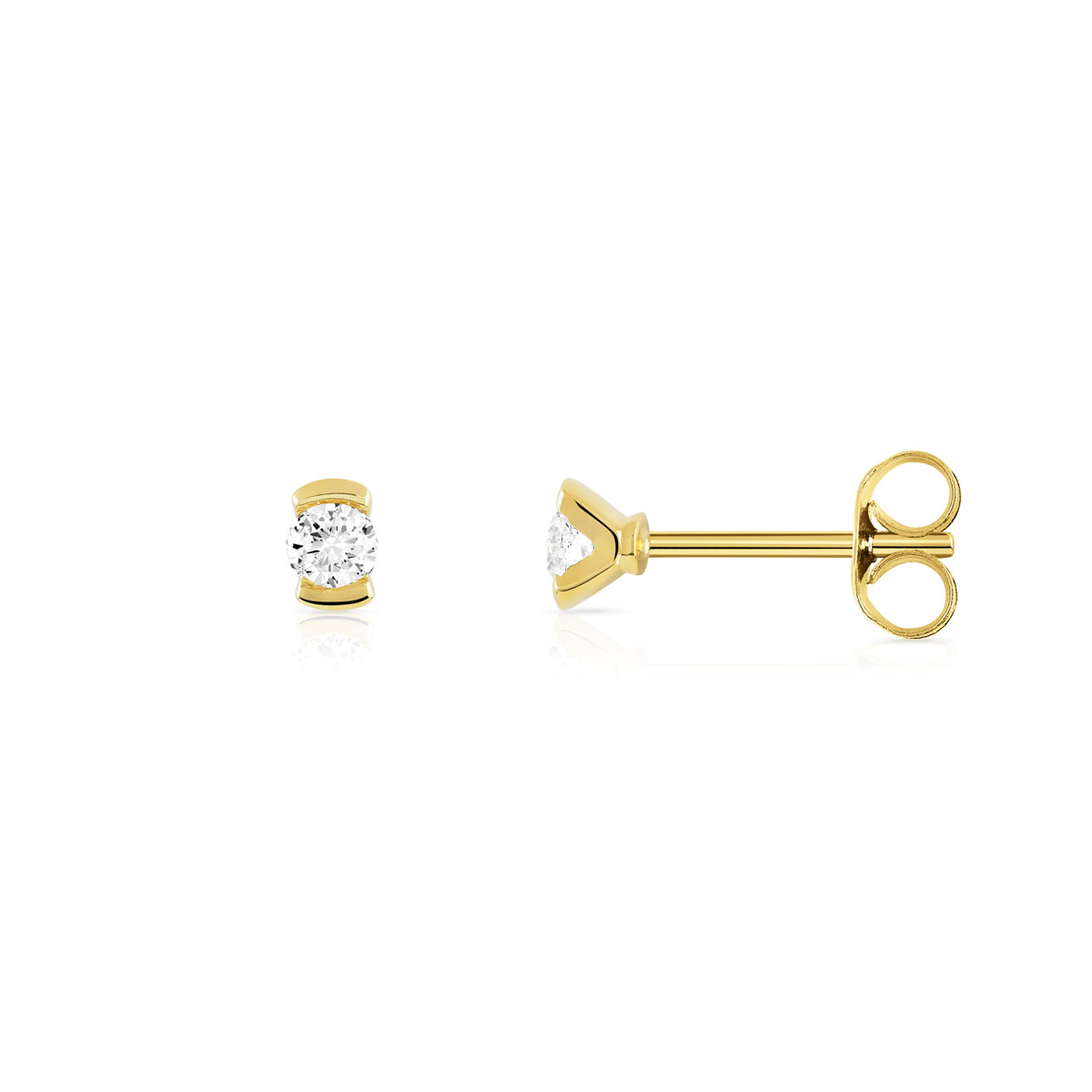 Boucles d'oreilles or jaune 750 diamant 0.20 carat h/p1