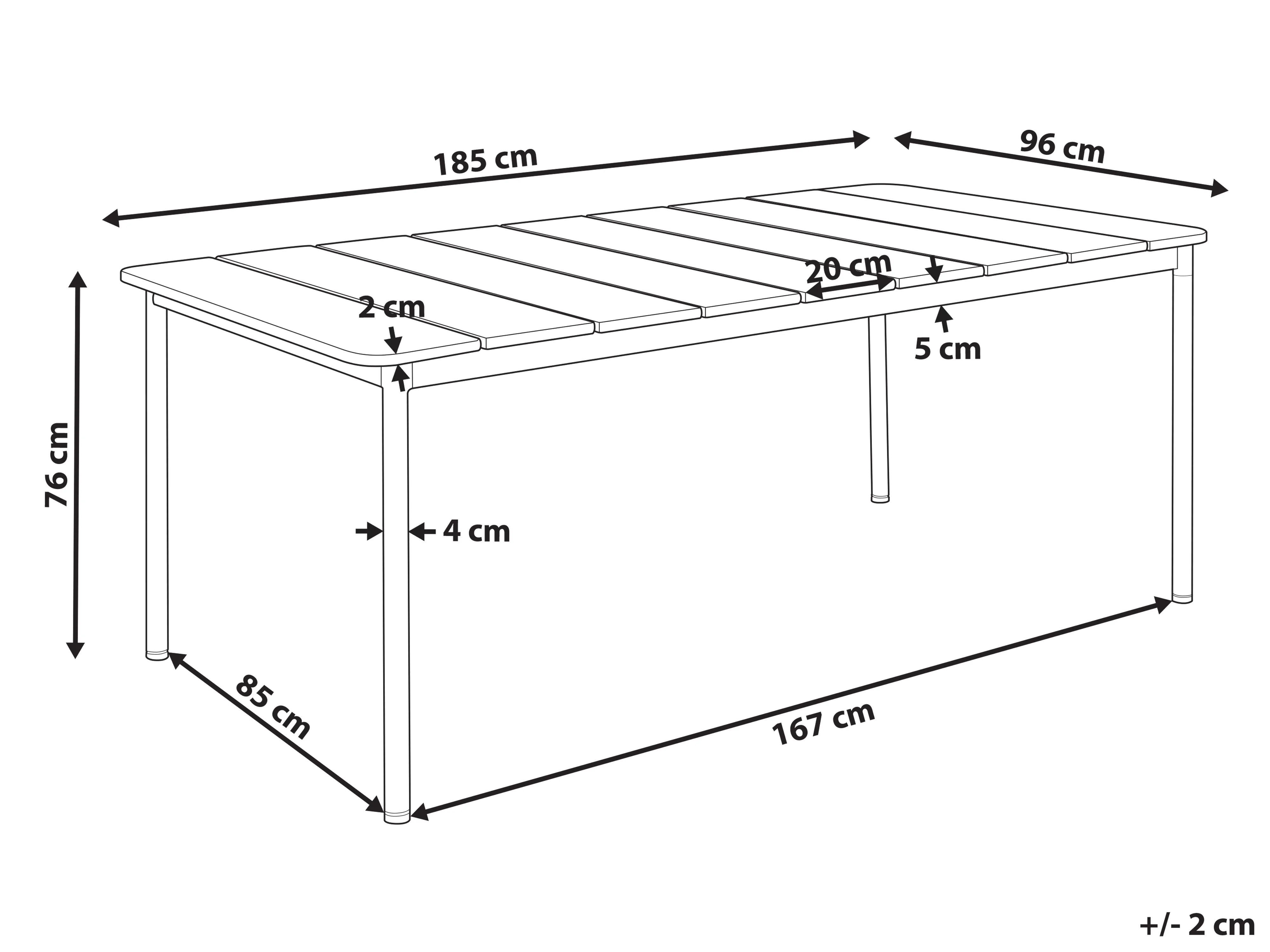 Tuin eettafel FLAVIA 185 cm 96 cm Metaal Bruin