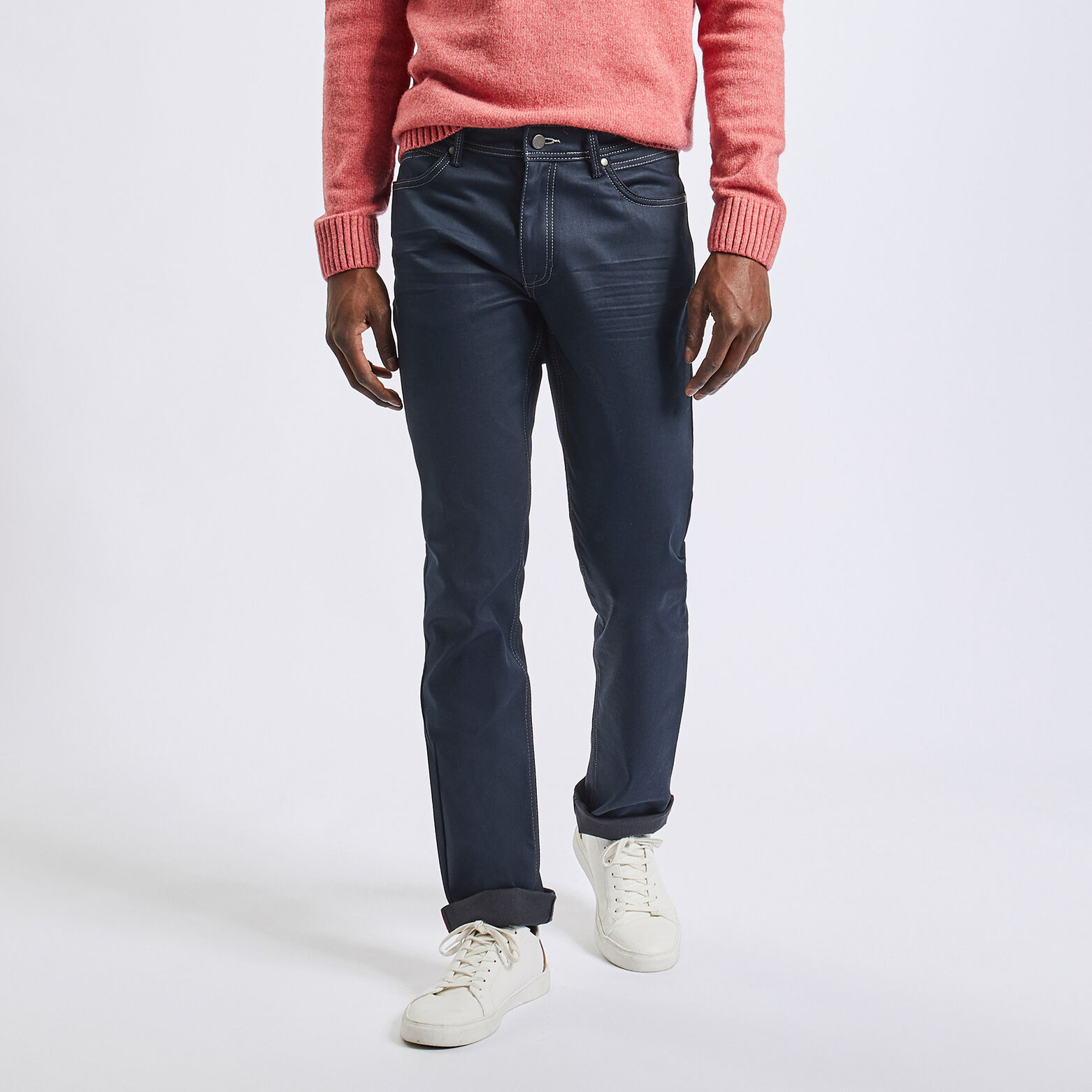 Jean regular enduit Bleu