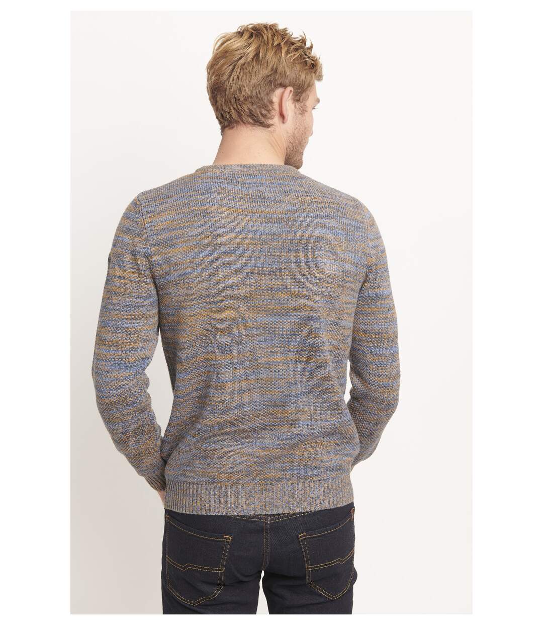 Pull col rond multicolore