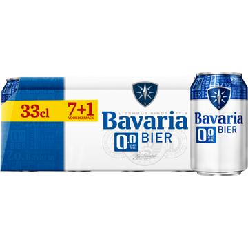 Bavaria - 0.0% Alcoholvrij - Blik Voordeelpack - 7+1 - 8 x 330ML