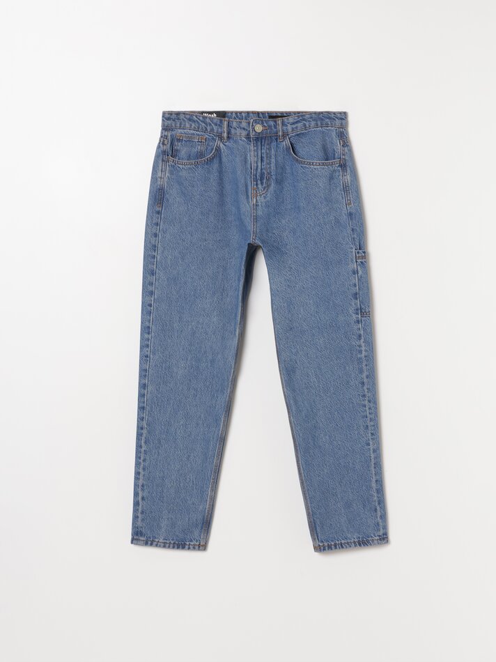 Calça jeans repaginada e com caimento relaxado - Índigo