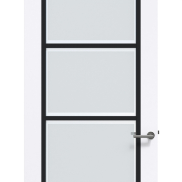Arne & Bodil binnendeur ABB103 mat glas met blanke rand - extra wit afgelakt - glaslat diep zwart