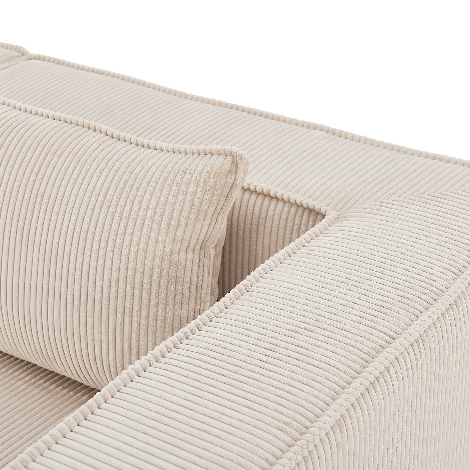 Juskys modulares Sofa Domas M - Couch Wohnzimmer - 3 Sitzer mit Lehnen & Kissen - Cord Beige