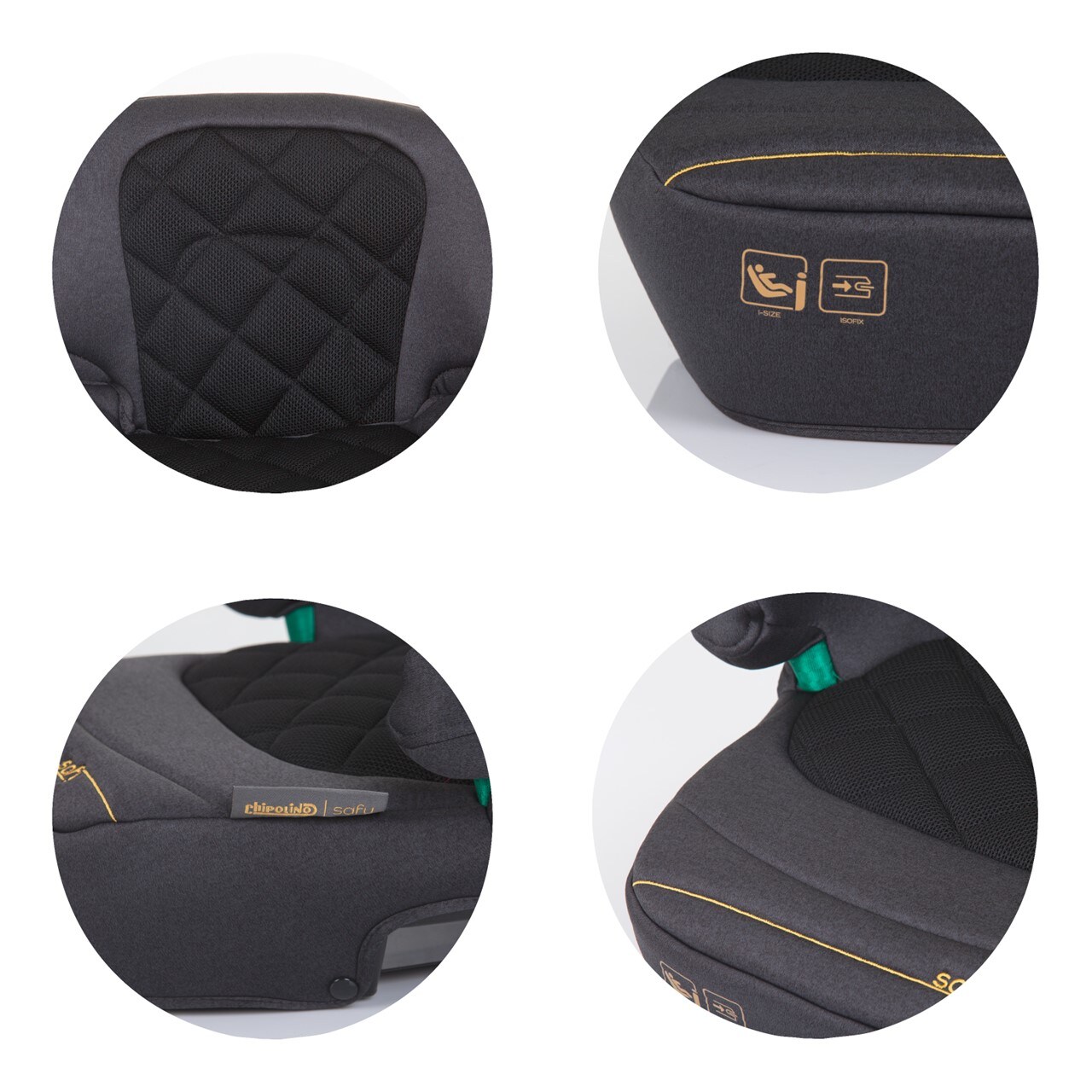 Chipolino Kindersitz i-Size Sitzerhöhung Safy (125-150cm), Gruppe 3 (22-36 kg) schwarz