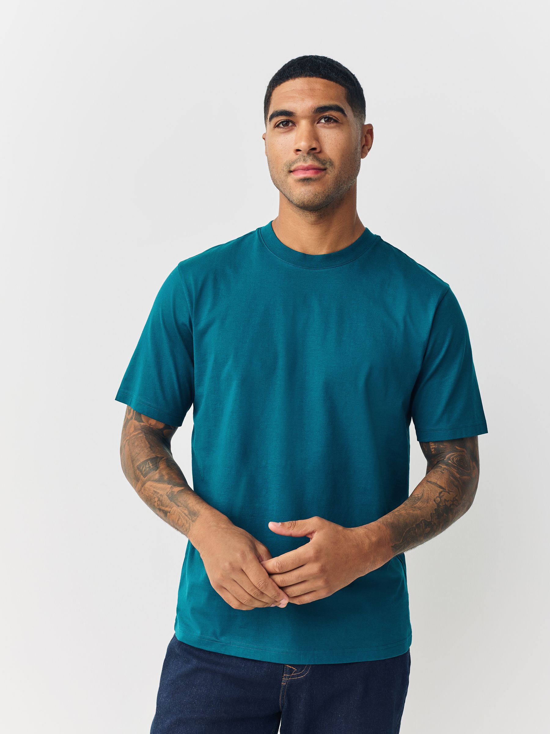 Marineblauw/Groen/Bordeaux Rood/Geel/Leigrijs/Blauw - Normale Pasvorm - Essential katoenen T-shirts verpakking van 6