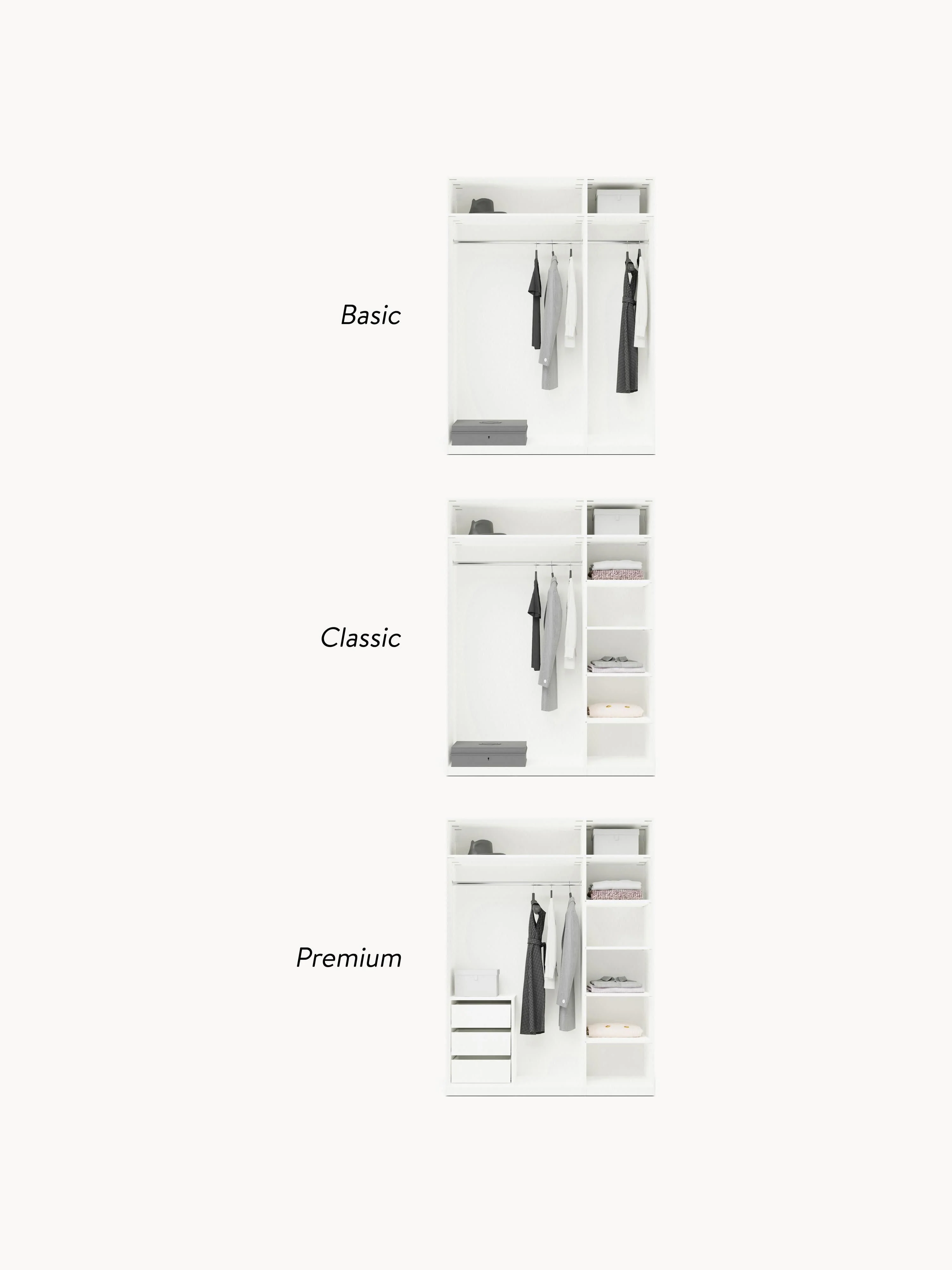 Modulaire draaideurkast Leon, 150 cm breed, diverse varianten