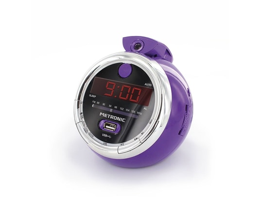 METRONIC - Radio-réveil pop purple fm usb projection double alarme - vi...