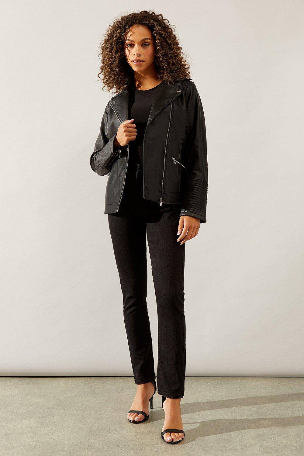 Wallis Veste de Motard en synthétique Noir