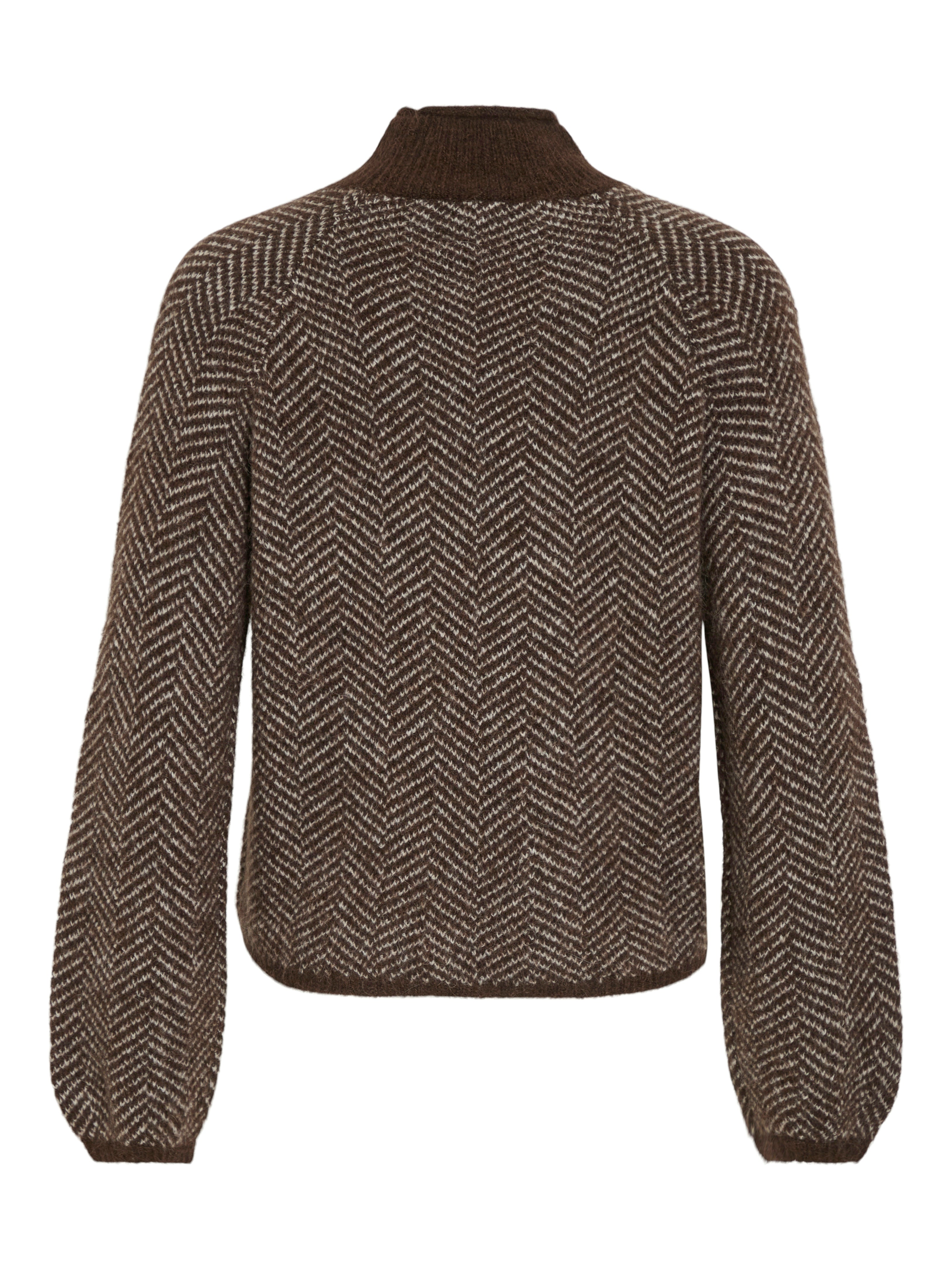 Vila  Vilory high neck L/S uldstriktrøje - Coffee Bean