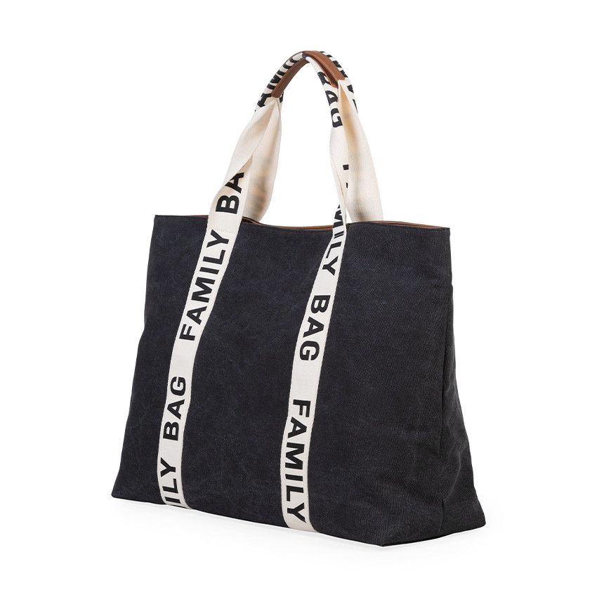 Sac à langer signature + pochette Family Bag noir - Ecru