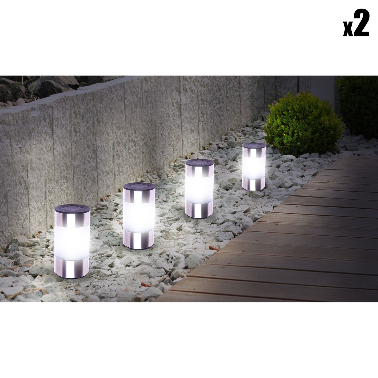 Pratik Garden 8 Bornes solaires Inoxia acier