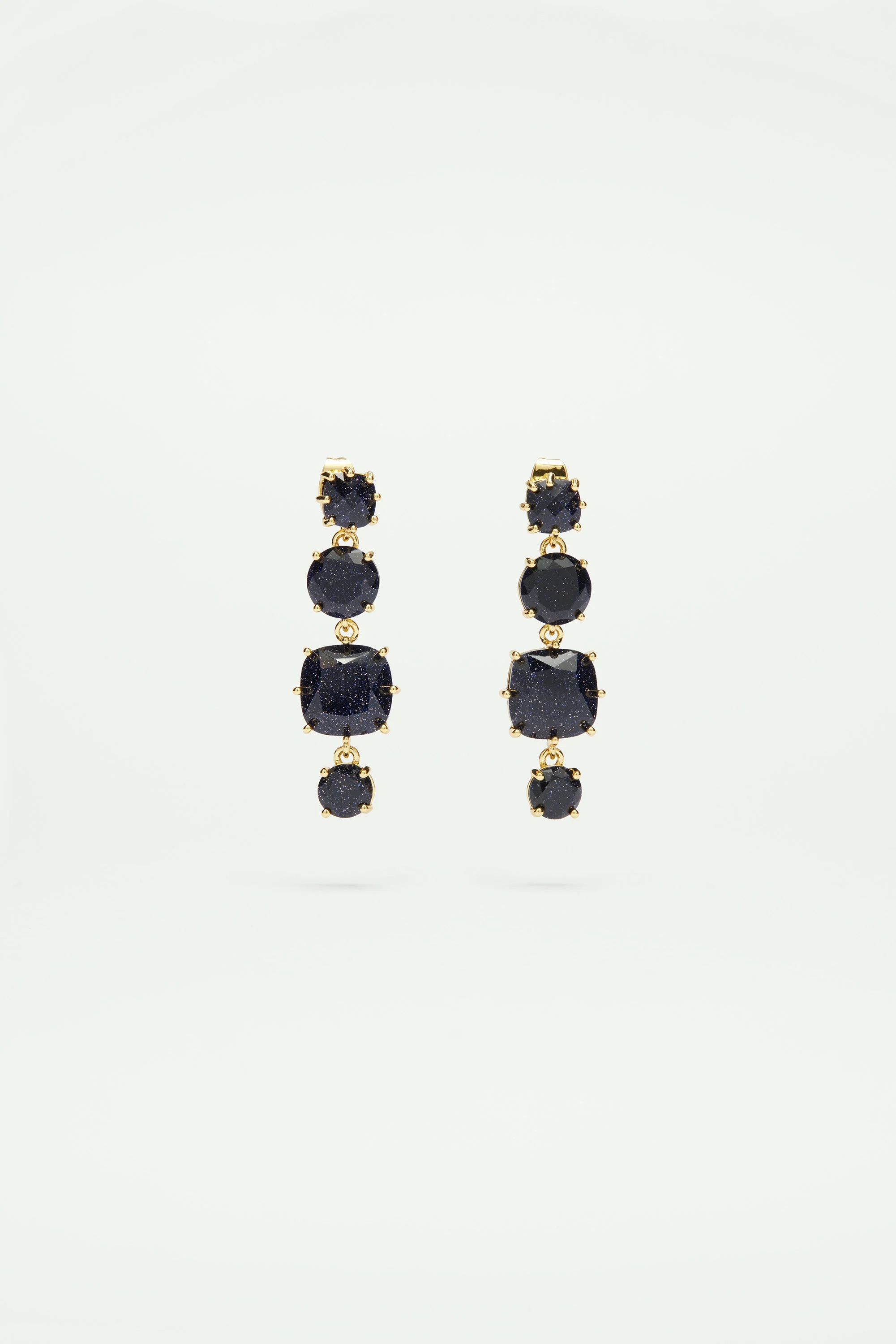 Boucles d'oreilles 4 pierres la diamantine bleu nuit pailleté | Bleu