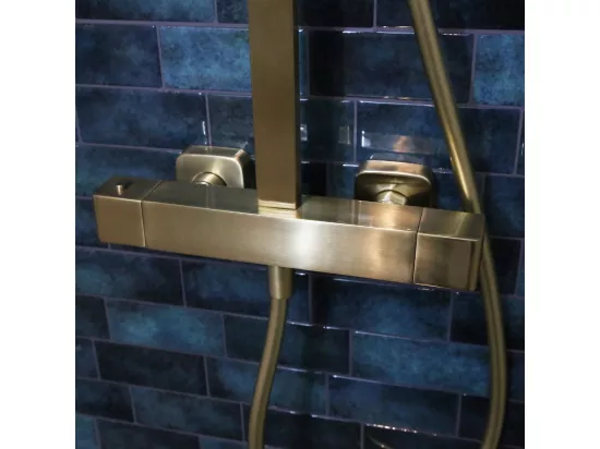 Quartos colonne de douche or brossé avec thermostatique 300 - Essebagno