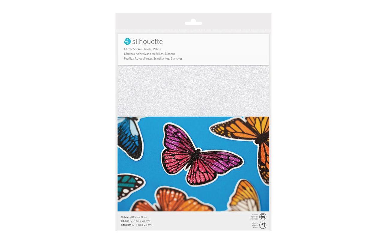 Stickerpapier Glitter WeissKlebendes bedruckbares Papier