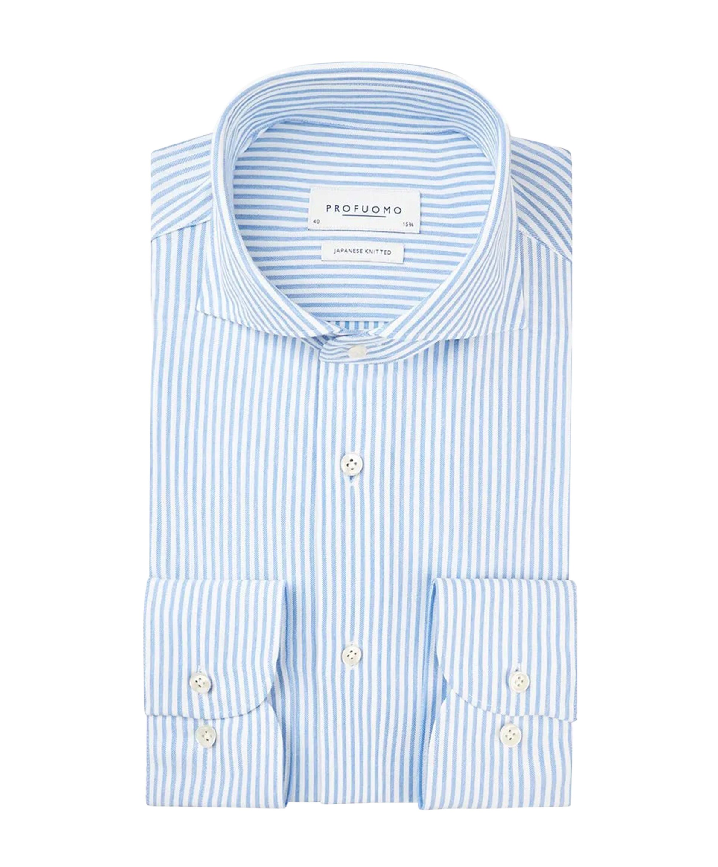 Profuomo Heren overhemd lange mouw blauw