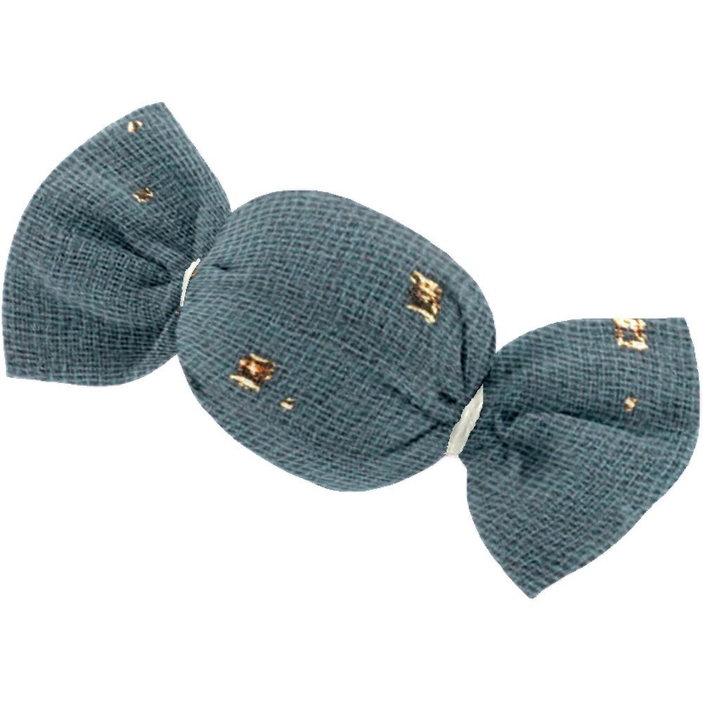 Petite Barrette Mini Bonbon Gaze Pois Or Bleu Gris