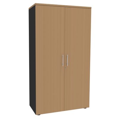 Armoire haute EXPRIM/URBAN/LOFTER/LEVEL - H180 x L80 x P47 - 2 portes - Corps Anthracite - Dessus et portes imitation Hêtre