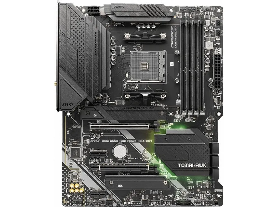 MSI MAG B550 TOMAHAWK MAX WIFI - Bundkort - ATX - Socket AM4 - AMD B550 Chipset - USB 3.2 Gen 1, USB 3.2 Gen 2, USB-C 3.2 Gen2, USB-C 3.2 Gen 1 - 2.5 Gigabit LAN, Wi-Fi 6, Bluetooth - onboard grafik (CPU påkrævet) - HD Audio (8-kanaler)