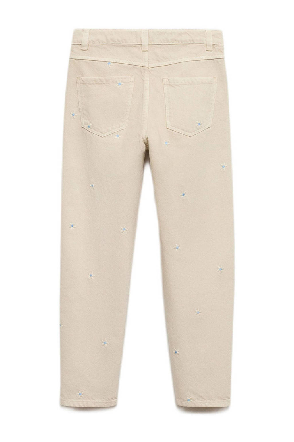 Mango Kids gebloemde high waist straight leg jeans beige