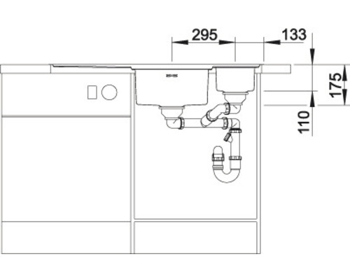 Blanco Axis III 6 S-IF spoelbak, 1000 x 510 mm, roestvrij staal, satijnglans, 522104, 1 bak met afdruipgedeelte, bak rechts met bijzetbak, vlak ingebouwd