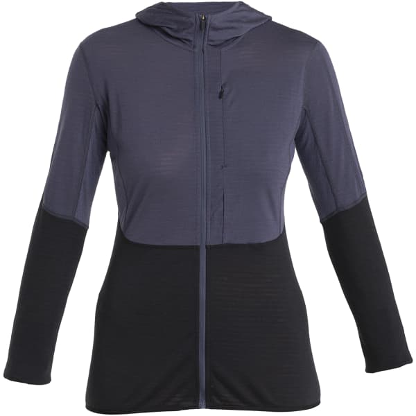 Veste polaire randonnée ICEBREAKER W MERINO 200 REALFLEECE DESCENDER LS ZIP H GRAPHITE/BLACK/CB