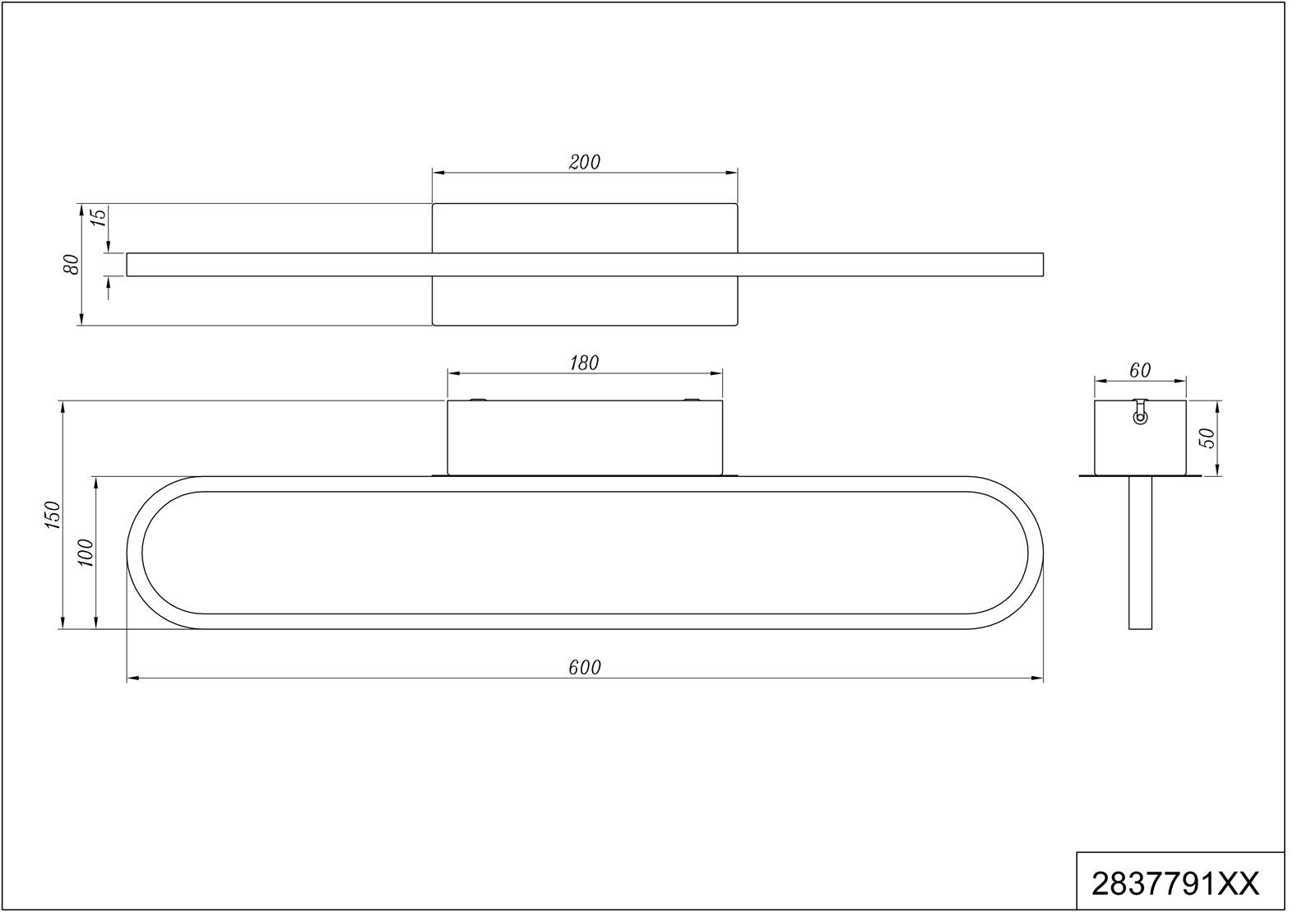 TRIO LED Spiegelleuchte GIANNI 60 cm schwarz