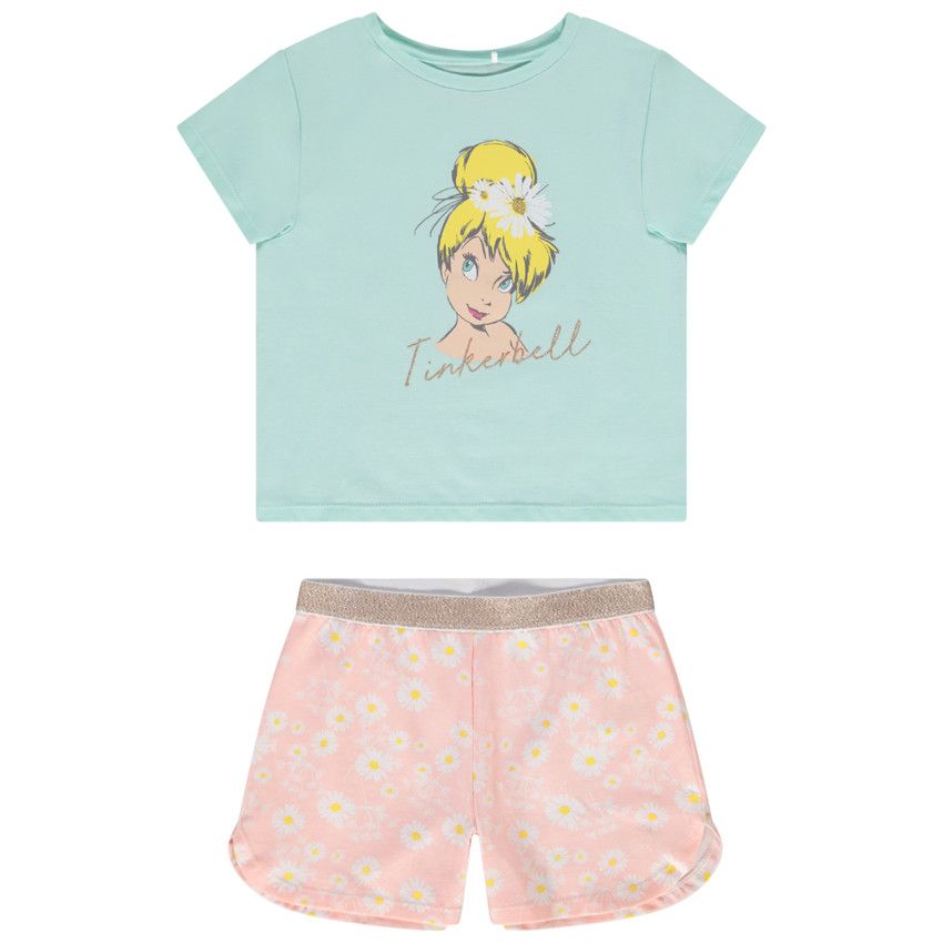 Pyjama 2 pièces en jersey print La fée Clochette pour fille - Vert