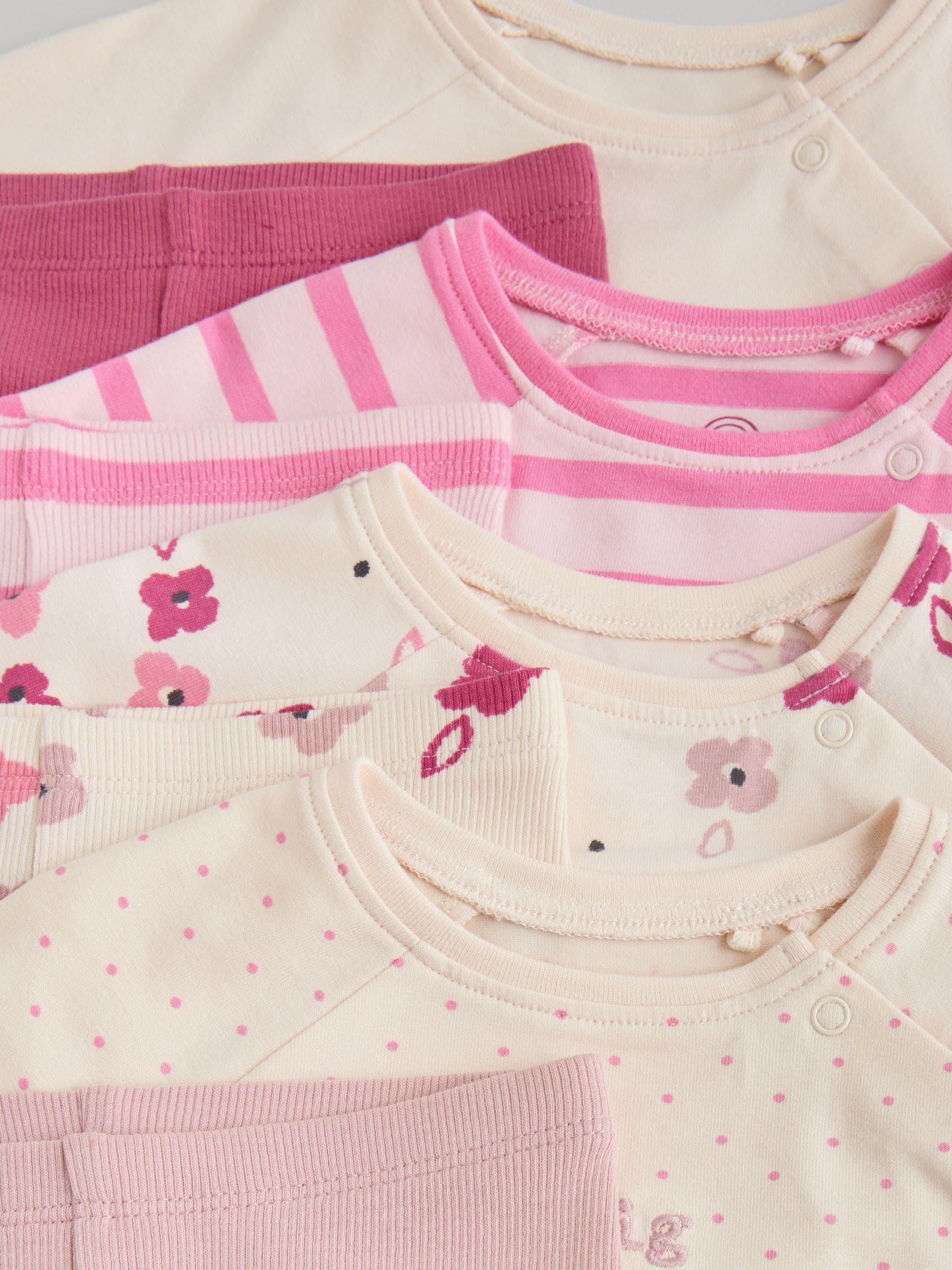 Roze/crème bloem - Baby set van top met Lange mouwen en Leggings 8 Pieces (0mnd -2jr)
