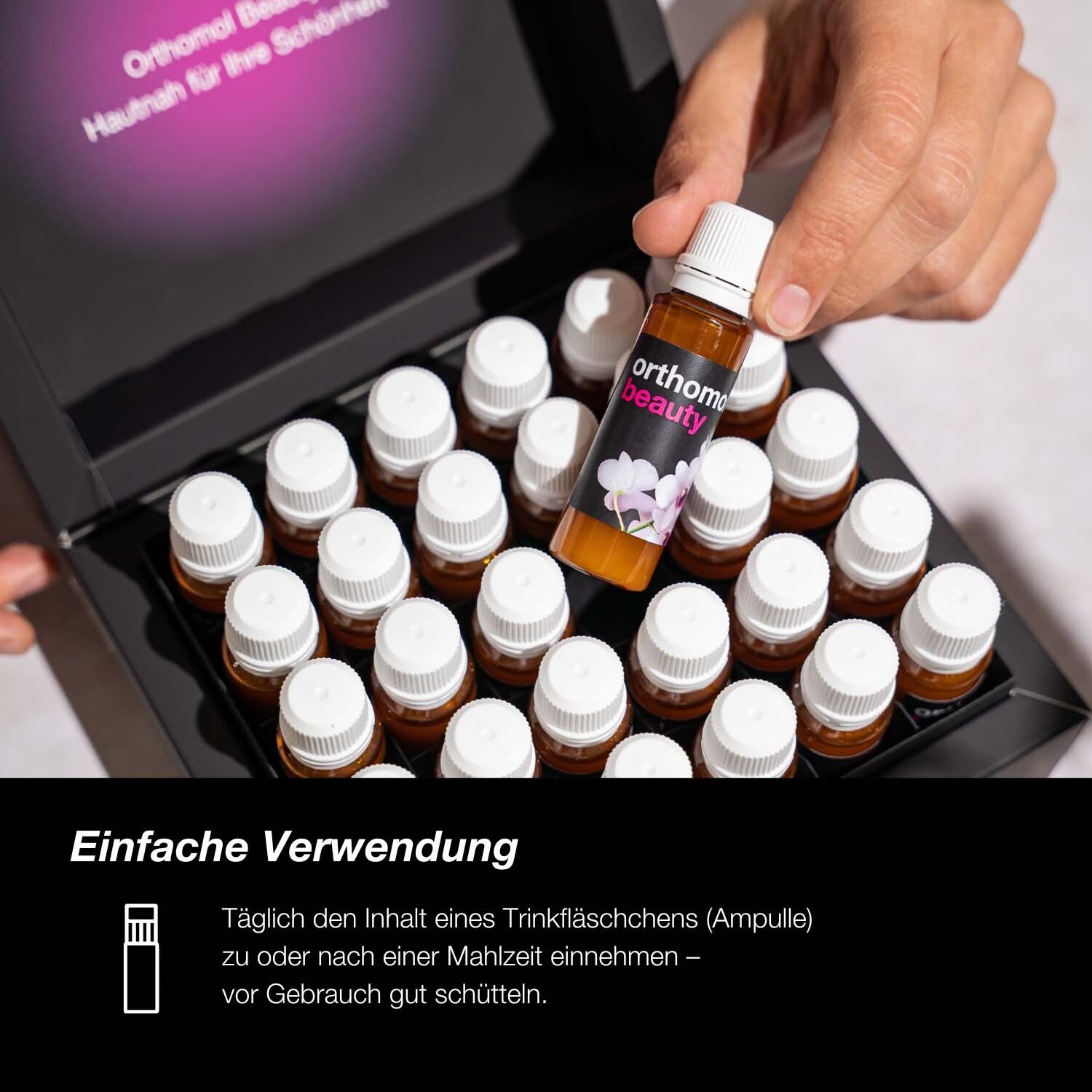 Orthomol Beauty für Frauen - für Haut, Haare und Nägel, mit Hyaluronsäure, Kollagen und Coenzym Q10 - Beauty-Box mit Trinkampullen