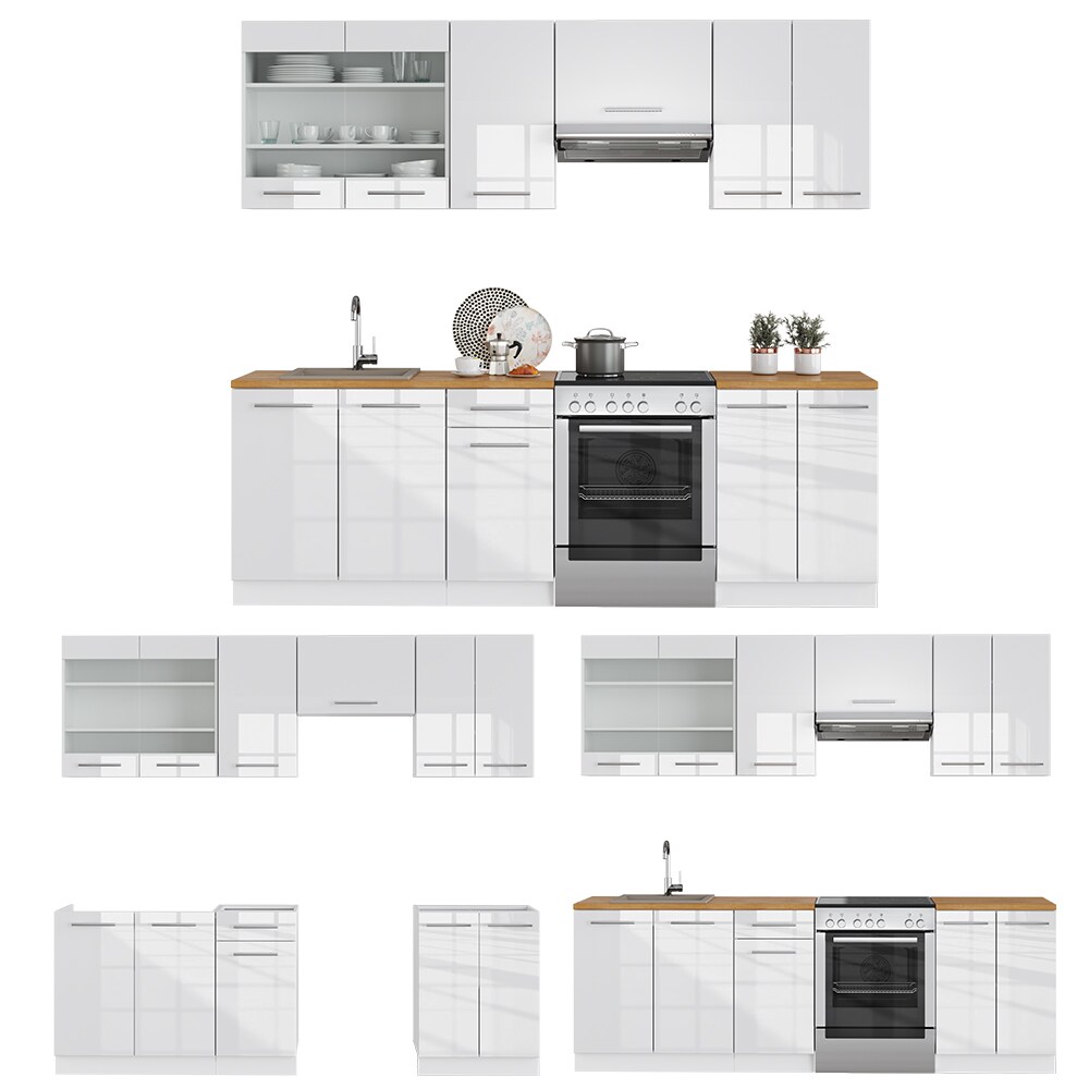 Vicco Küche FAME-LINE Küchenzeile Einbauküche 240cm WeißHochglanz