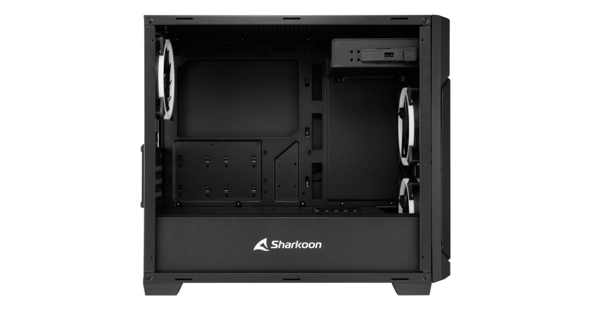 SharkoonV1000 RGB midi tower behuizing  (Zwart | 2x USB-A | RGB | Tempered Glass)