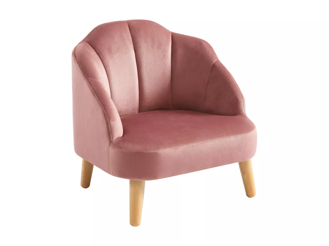 Fauteuil coquillage pour enfant en velours rose COBACA