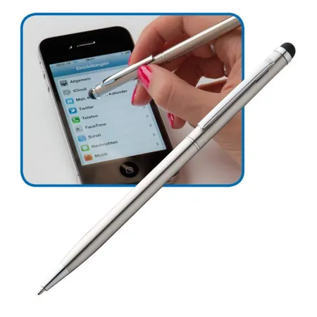 Macma Edelstahl Touchpen Kugelschreiber / Farbe: grau/silbergrau, 5 Stück