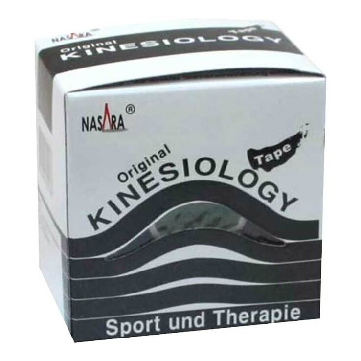 Nasara Kinesio Tape 5 cm x 5 m schwarz inkl.Spenderbox, 1 St