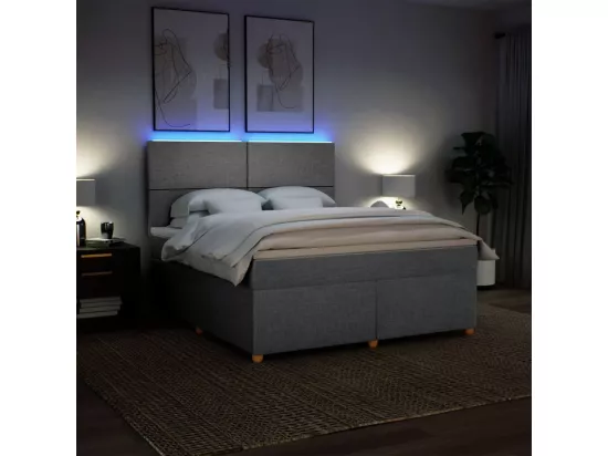 Sommier à lattes de lit avec matelas Gris clair 180x200cm Tissu