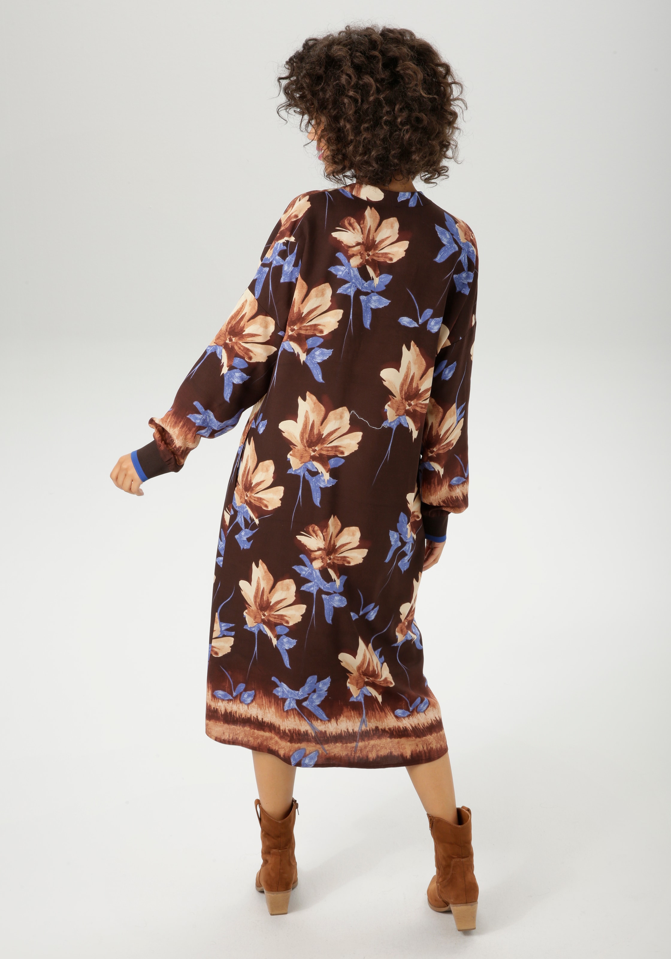 Aniston CASUAL Blusenkleid mit grossflächigem Blumendruck und Bordüre - NEUE KOLLEKTION
