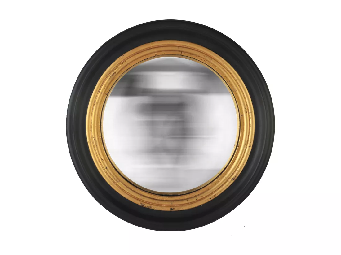 Miroir convexe rond noir et doré 50cm int et 64cm ext